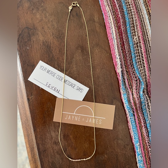 JAYNEandJAMES Custom Morse Code 16” Necklace in 14/20 Gold-fill. “SEVEN” - Picture 3 of 5